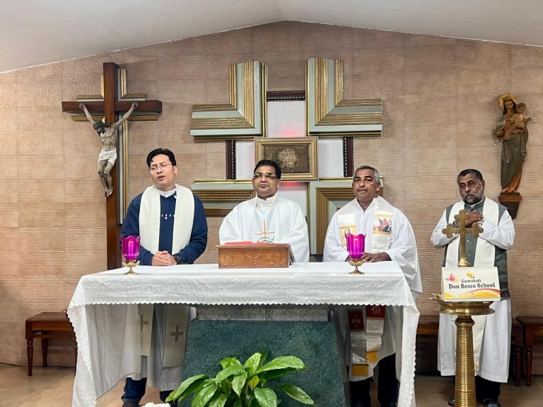 Rev. Fr. Benny Plathottathil Basil SDB, former Economer of the Province, celebrating the Holy Mass after he returned to the Provincial House in Panbazar, Guwahati after his treatment.