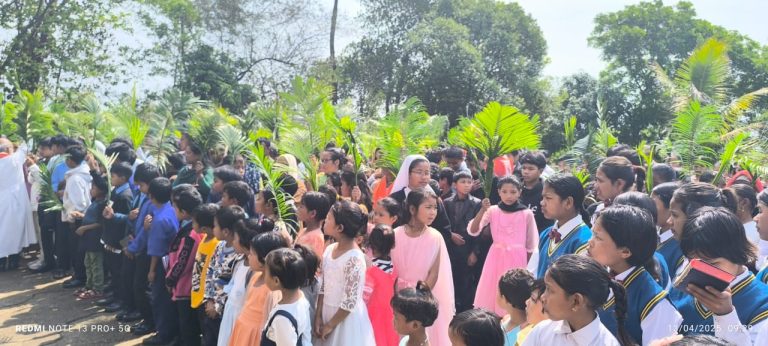 Palm Sunday Celebrated with Solemn Procession at Sacred Heart Church, Shallang