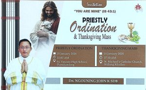 Priestly Ordination of Dn. John K Ngouning SDB to Be Held at Pumdumlong