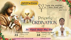 Priestly Ordination of Dn. Francis Xavier Minj SDB, to Be Held at Noadih