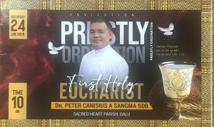 Priestly Ordination of Dn. Peter Canisius A. Sangma, SDB to Be Held at Dalu